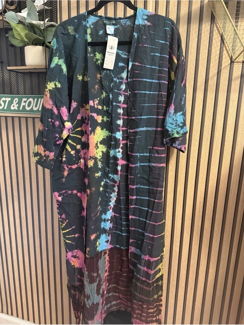 Kathmandu Imports Nepal Fair Trade 100% Cotton Tie-Dye Boho Hippie Kimono OS